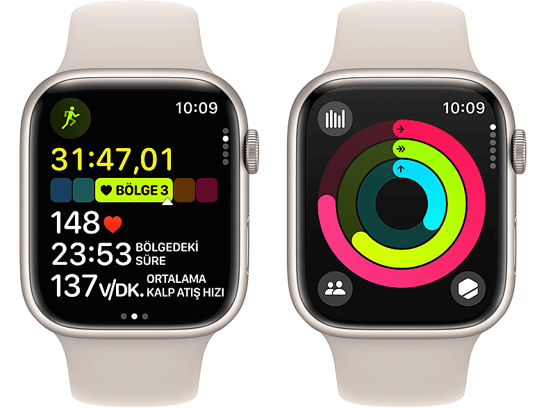 APPLE Watch Series 9 GPS MR973TU/A  45 mm Yıldız Işığı Alüminyum Kasa ve Yıldız Işığı Spor Kordon - M/L_7