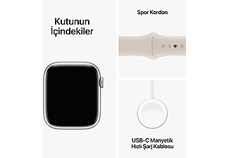 APPLE Watch Series 9 GPS MR973TU/A  45 mm Yıldız Işığı Alüminyum Kasa ve Yıldız Işığı Spor Kordon - M/L_9