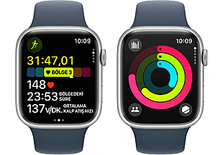 APPLE Watch Series 9 GPS MR9D3TU/A  45 mm Gümüş Rengi Alüminyum Kasa ve Fırtına Mavisi Spor Kordon - S/M_7