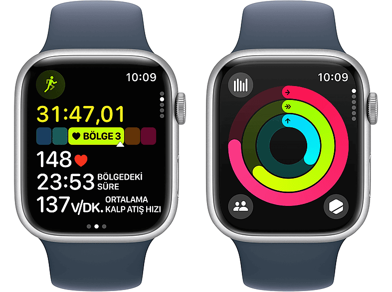 APPLE Watch Series 9 GPS MR9D3TU/A  45 mm Gümüş Rengi Alüminyum Kasa ve Fırtına Mavisi Spor Kordon - S/M_7