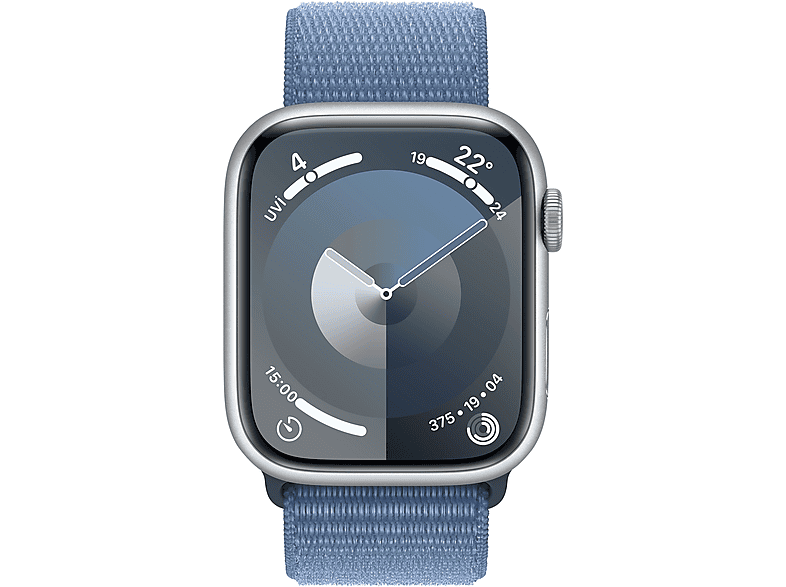 APPLE Watch Series 9 GPS MR9F3TU/A  45 mm Gümüş Rengi Alüminyum Kasa ve Buz Mavisi Spor Loop_1