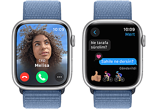 APPLE Watch Series 9 GPS MR9F3TU/A  45 mm Gümüş Rengi Alüminyum Kasa ve Buz Mavisi Spor Loop_5