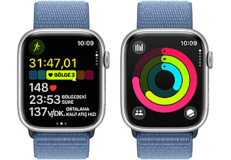 APPLE Watch Series 9 GPS MR9F3TU/A  45 mm Gümüş Rengi Alüminyum Kasa ve Buz Mavisi Spor Loop_7