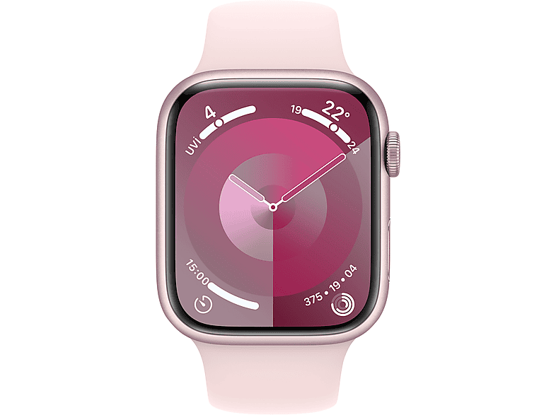 APPLE Watch Series 9 GPS MR9G3TU/A  45 mm Pembe Alüminyum Kasa ve Uçuk Pembe Spor Kordon - S/M_1