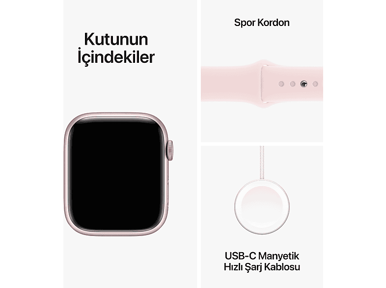 APPLE Watch Series 9 GPS MR9G3TU/A  45 mm Pembe Alüminyum Kasa ve Uçuk Pembe Spor Kordon - S/M_9