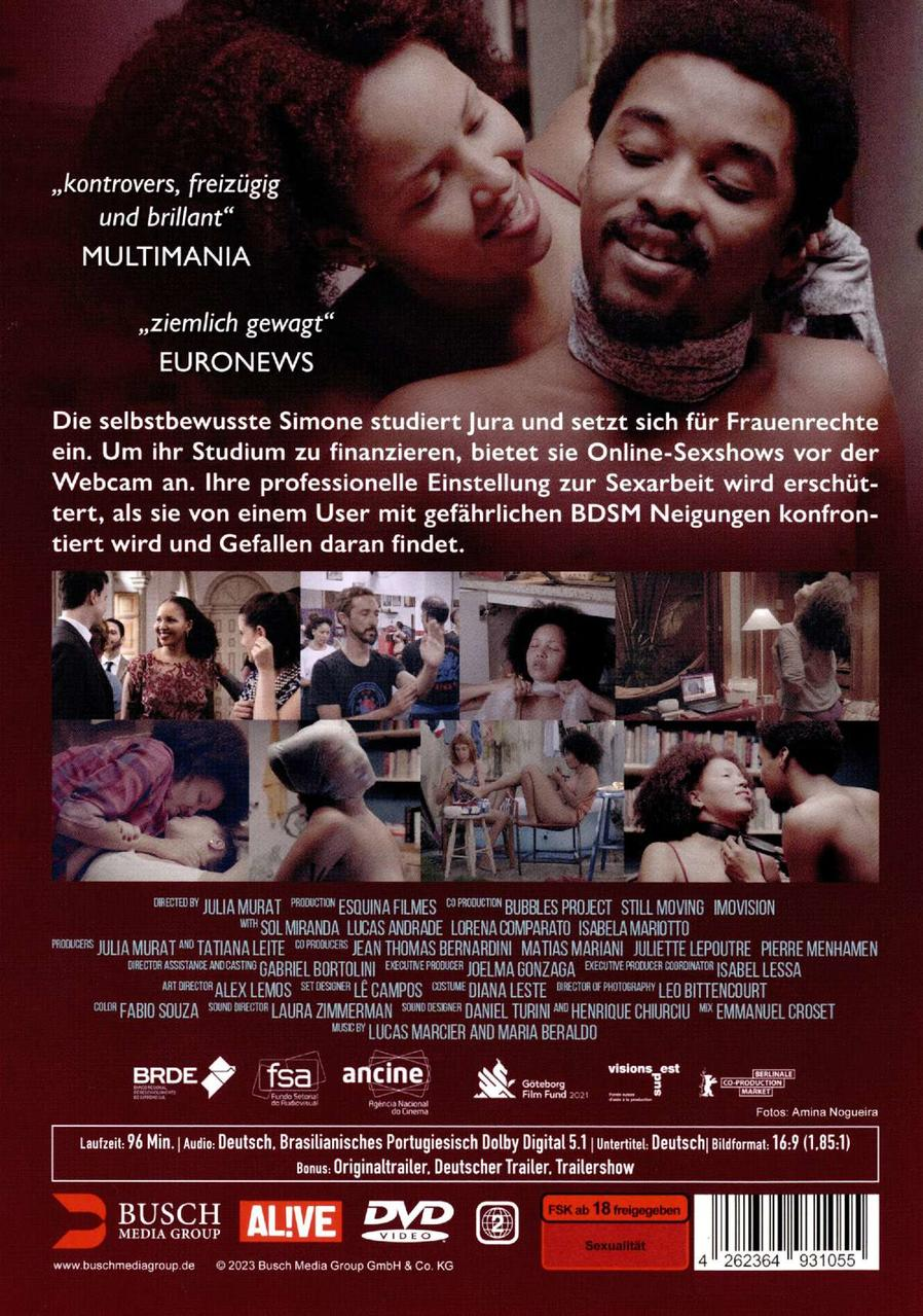 Ein DVD-Cover mit Bildern eines Paares in leidenschaftlicher Umarmung und Text in mehreren Sprachen.