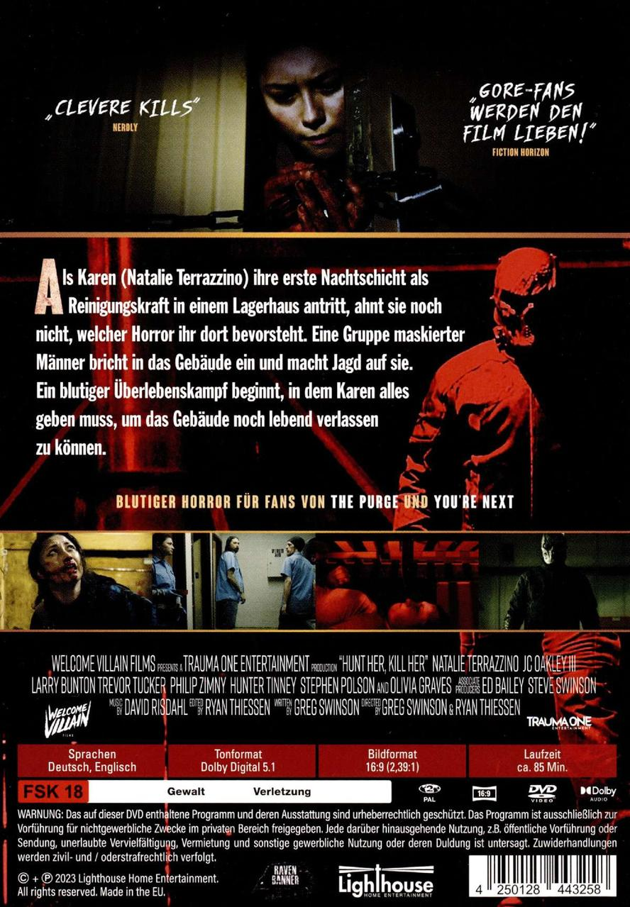 Rückseite einer DVD. Eine Frau mit Blut im Gesicht ist sichtbar.