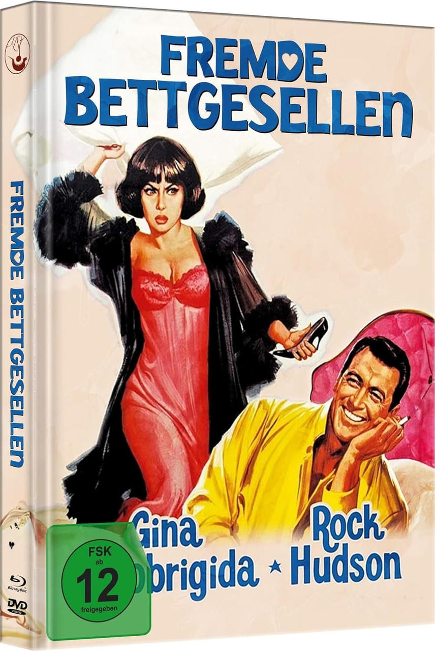 DVD-Hülle des Films 'Fremde Bettgesellen' mit den Schauspielern Gina Lollobrigida und Rock Hudson.