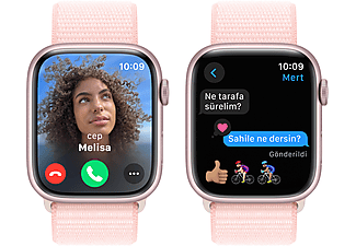 APPLE Watch Series 9 GPS MR9J3TU/A  45 mm Pembe Alüminyum Kasa ve Uçuk Pembe Spor Loop_5