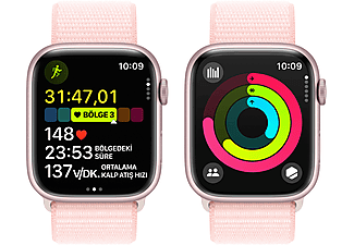 APPLE Watch Series 9 GPS MR9J3TU/A  45 mm Pembe Alüminyum Kasa ve Uçuk Pembe Spor Loop_7