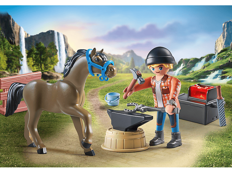 Thumbnail - PLAYMOBIL 71357 Hufschmied Ben & Achilles Spielset, Mehrfarbig