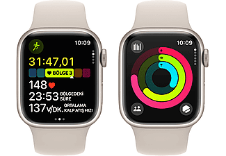 APPLE Watch Series 9 GPS MR8T3TU/A  41 mm Yıldız Işığı Alüminyum Kasa ve Yıldız Işığı Spor Kordon - S/M_7