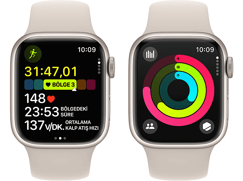 APPLE Watch Series 9 GPS MR8T3TU/A  41 mm Yıldız Işığı Alüminyum Kasa ve Yıldız Işığı Spor Kordon - S/M_7