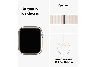 APPLE Watch Series 9 GPS MR8V3TU/A  41 mm Yıldız Işığı Alüminyum Kasa ve Yıldız Işığı Spor Loop_9