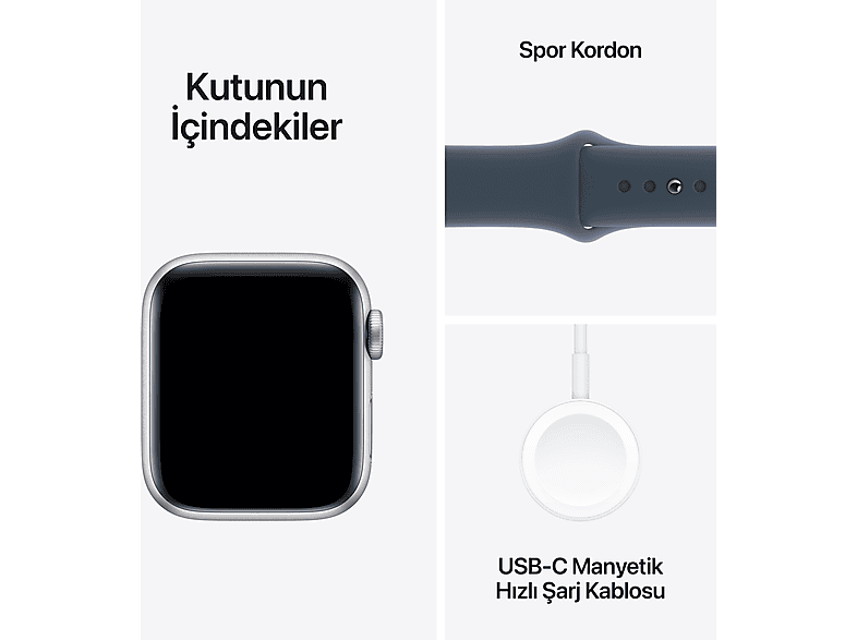 APPLE Watch SE 2023 GPS MRE13TU/A  40 mm Gümüş Rengi Alüminyum Kasa ve Fırtına Mavisi Spor Kordon - S/M_7