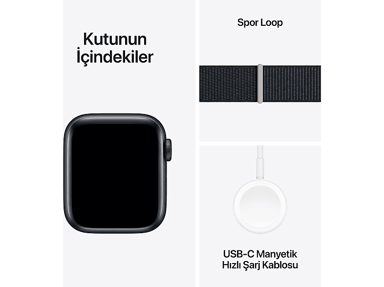 APPLE Watch SE 2023 GPS MRE03TU/A  40 mm Gece Yarısı Alüminyum Kasa ve Gece Yarısı Spor Loop_7