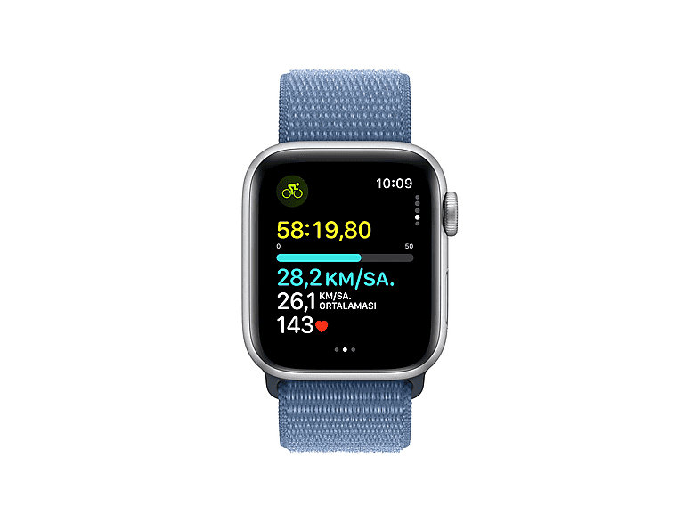 APPLE Watch SE 2023 GPS MRE33TU/A  40 mm Gümüş Rengi Alüminyum Kasa ve Buz Mavisi Spor Loop_5