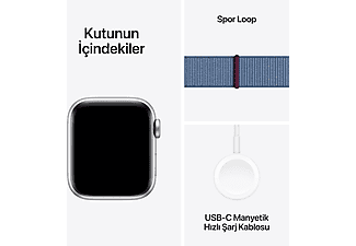 APPLE Watch SE 2023 GPS MRE33TU/A  40 mm Gümüş Rengi Alüminyum Kasa ve Buz Mavisi Spor Loop_7