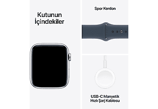 APPLE Watch SE 2023 GPS MREE3TU/A  44 mm Gümüş Rengi Alüminyum Kasa ve Fırtına Mavisi Spor Kordon - M/L_7