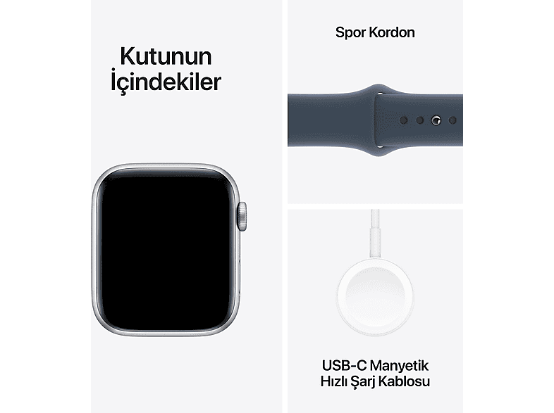 APPLE Watch SE 2023 GPS MREE3TU/A  44 mm Gümüş Rengi Alüminyum Kasa ve Fırtına Mavisi Spor Kordon - M/L_7