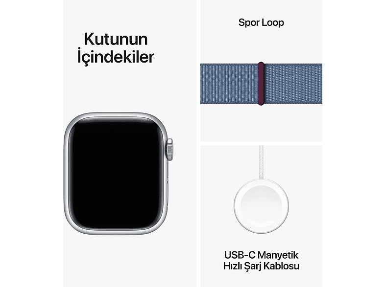 APPLE Watch Series 9 GPS MR923TU/A  41 mm Gümüş Rengi Alüminyum Kasa ve Buz Mavisi Spor Loop_9