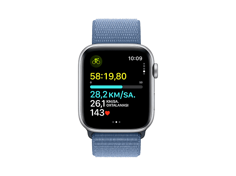 APPLE Watch SE 2023 GPS MREF3TU/A  44 mm Gümüş Rengi Alüminyum Kasa ve Buz Mavisi Spor Loop_5