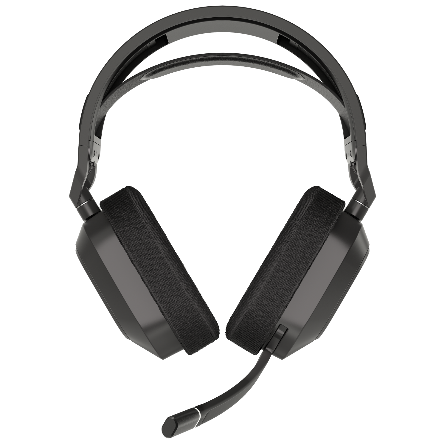 Black gaming headphones. The headphones have large ear cups and a microphone extending from the left ear.
