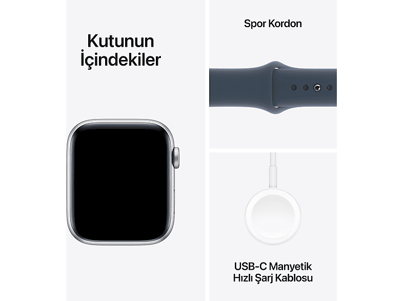 APPLE Watch SE 2023 GPS MREC3TU/A  44 mm Gümüş Rengi Alüminyum Kasa ve Fırtına Mavisi Spor Kordon - S/M_7