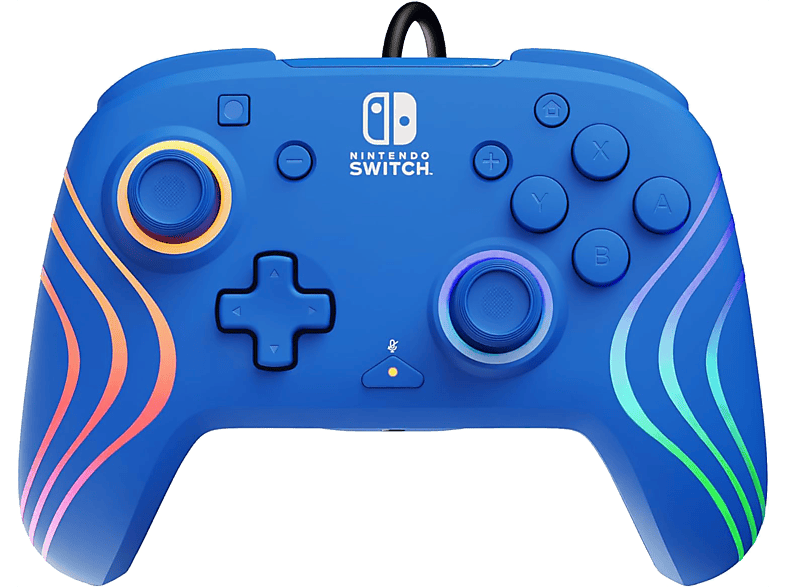 Mando Nintendo Switch - PDP Afterglow Wave Wired Controller, Para Switch, Con cable, Azul