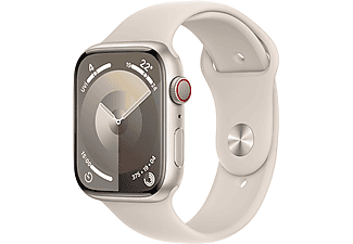 APPLE Watch Series 9 GPS + Cellular MRM83TU/A  45 mm Yıldız Işığı Alüminyum Kasa ve Yıldız Işığı Spor Kordon - S/M