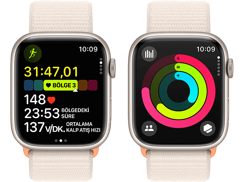 APPLE Watch Series 9 GPS MR983TU/A  45 mm Yıldız Işığı Alüminyum Kasa ve Yıldız Işığı Spor Loop_8