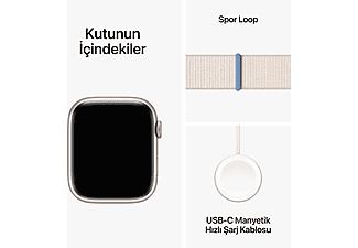 APPLE Watch Series 9 GPS MR983TU/A  45 mm Yıldız Işığı Alüminyum Kasa ve Yıldız Işığı Spor Loop_9