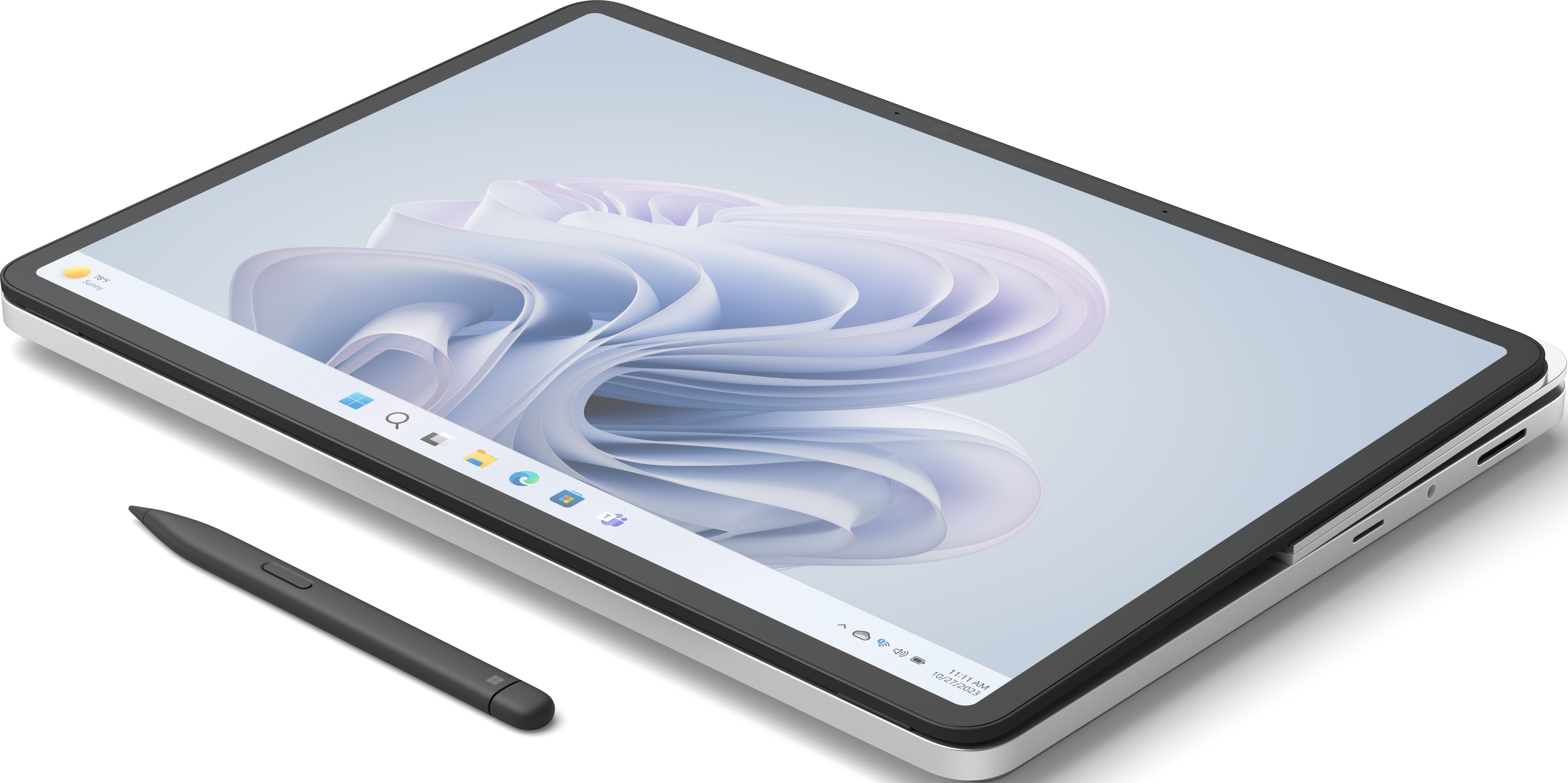 Ein Tablet mit Stift, das eine Desktop-Oberfläche zeigt.