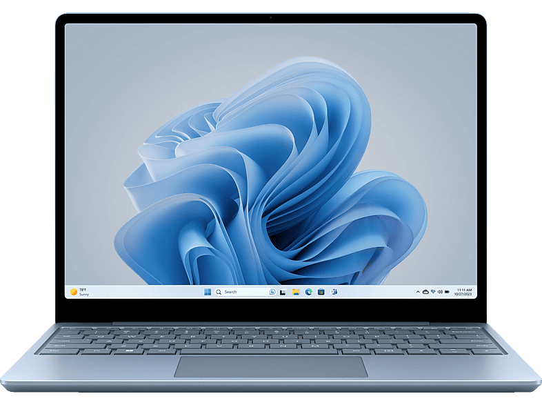 MICROSOFT Surface Laptop Go 3, Notebook, mit 12,45 Zoll Display Touchscreen, Intel® i5-1235U Prozessor, 16 GB RAM, 256 GB SSD, Intel®, Iris® Xe, Eisblau Windows 11 Home (64 Bit)