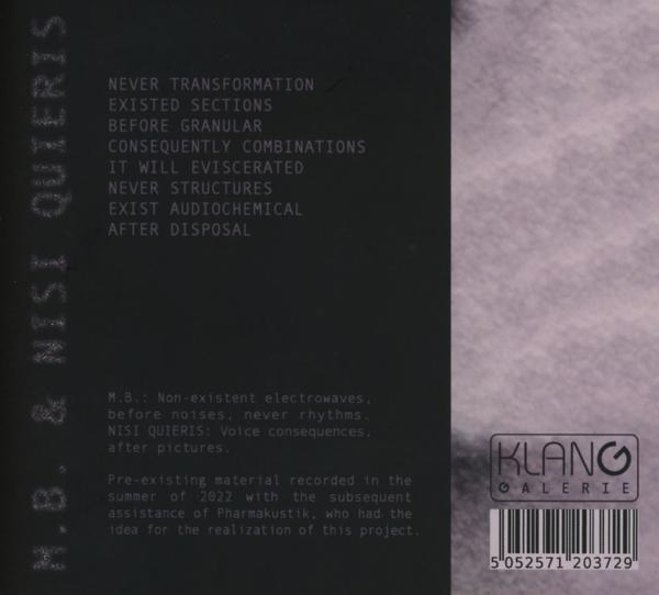 M.B. & Nisi Quieris - Never Existed Before Consequently It Will Never Ex  - (CD)