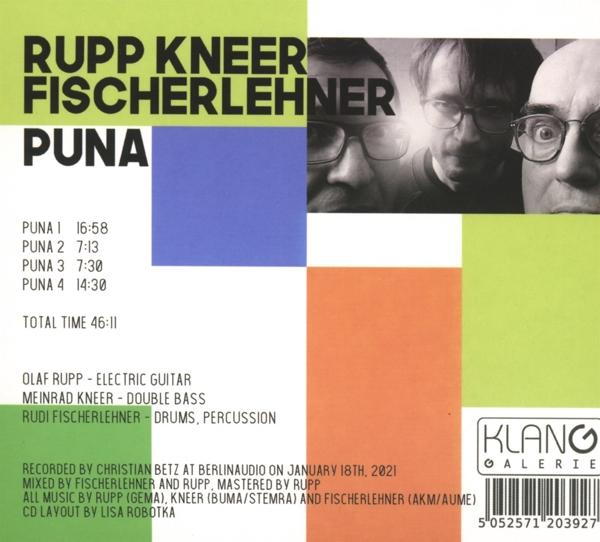 CD-Cover mit Text und Bildern von drei Männern, mit farbenfrohem Design und Trackliste.