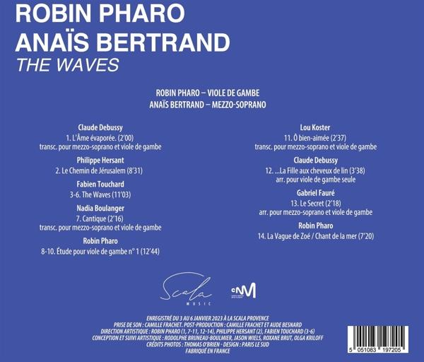 Albumcover mit Text: Robin Pharo, Anaïs Bertrand, The Waves, Titelliste.