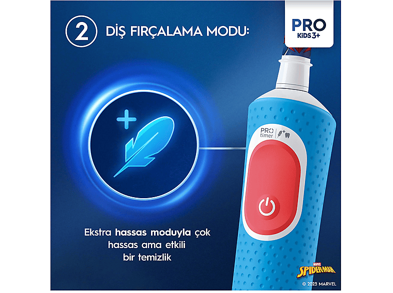 ORAL B Vitality Pro Spiderman Özel Seri Çocuklar İçin Şarj Edilebilir Diş Fırçası D103_2