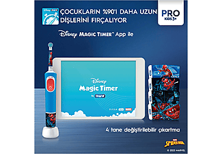 ORAL B Vitality Pro Spiderman Özel Seri Çocuklar İçin Şarj Edilebilir Diş Fırçası D103_7