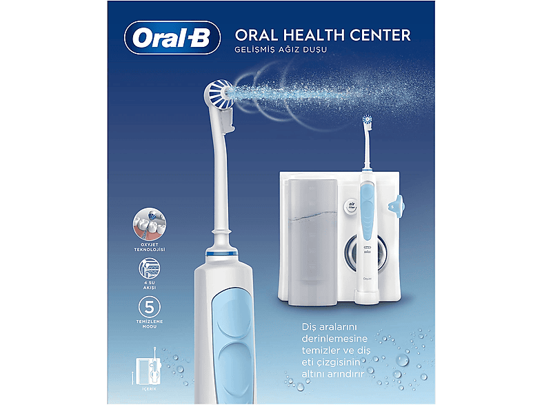 ORAL B Ağız Sağlığı Merkezi Ağız Duşu, 1 Oxyjet Başlığı, 1 Water Jet Başlığı_7