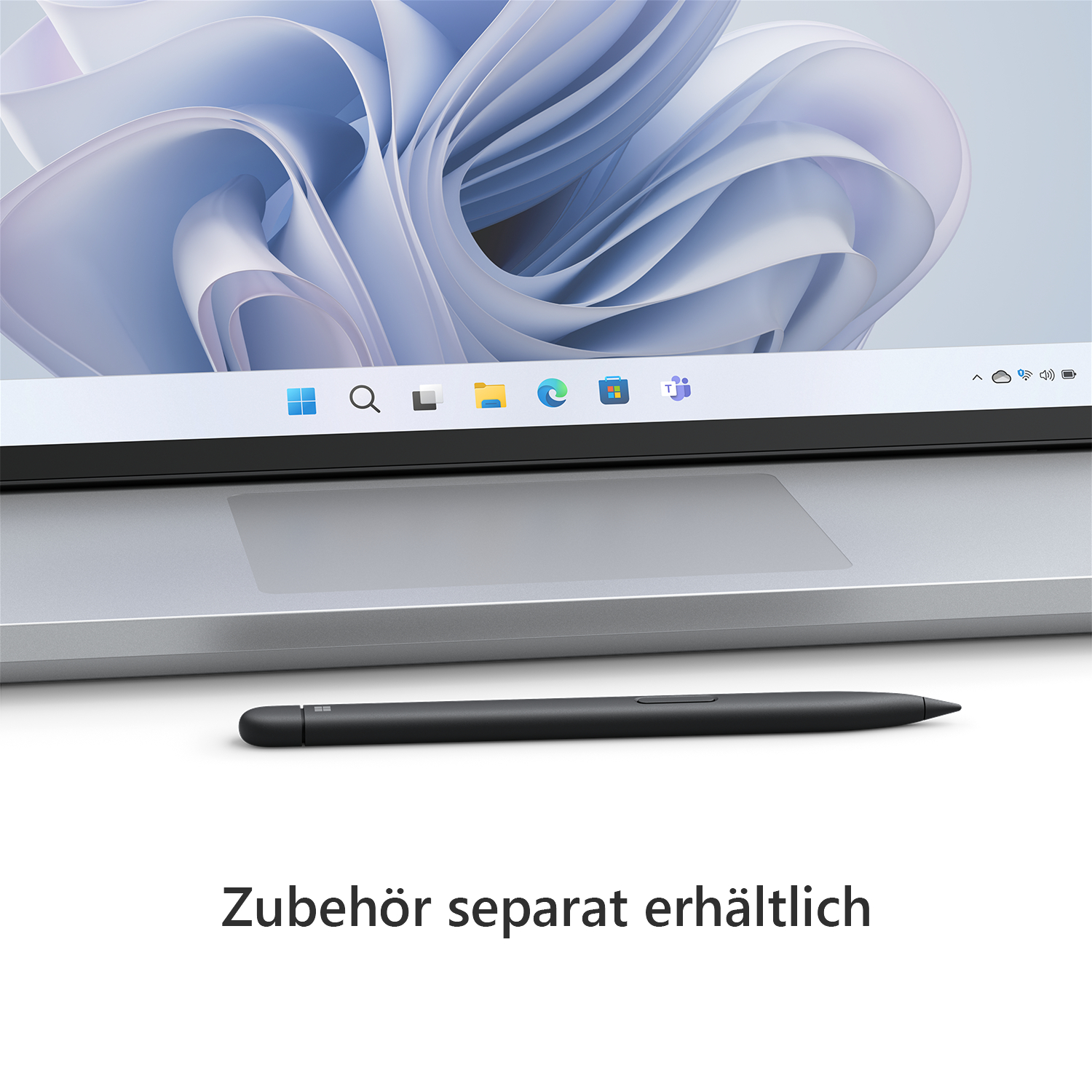 Ein schwarzer Stift auf einer Laptop-Tastatur mit UI-Anzeige.