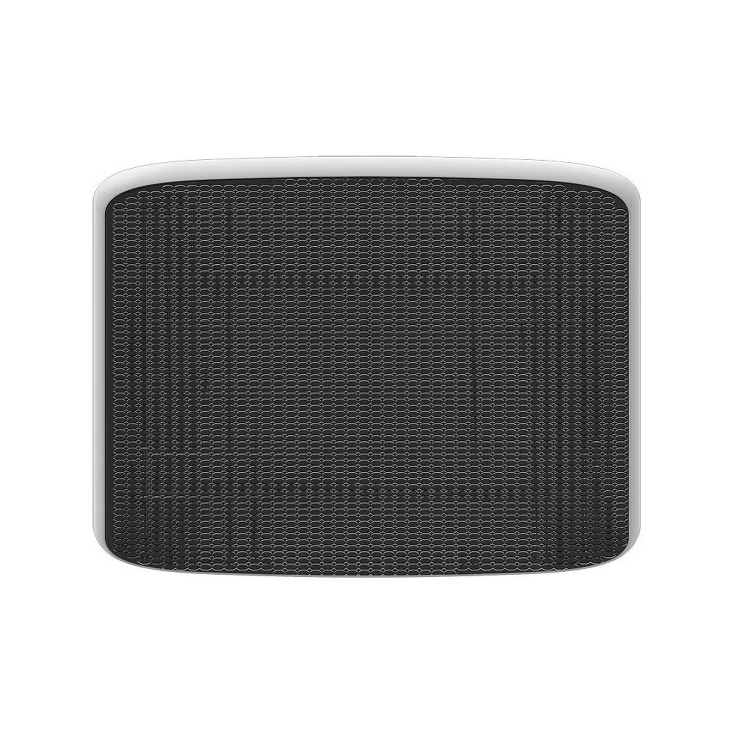 Black and silver electric heater with a honeycomb grill.