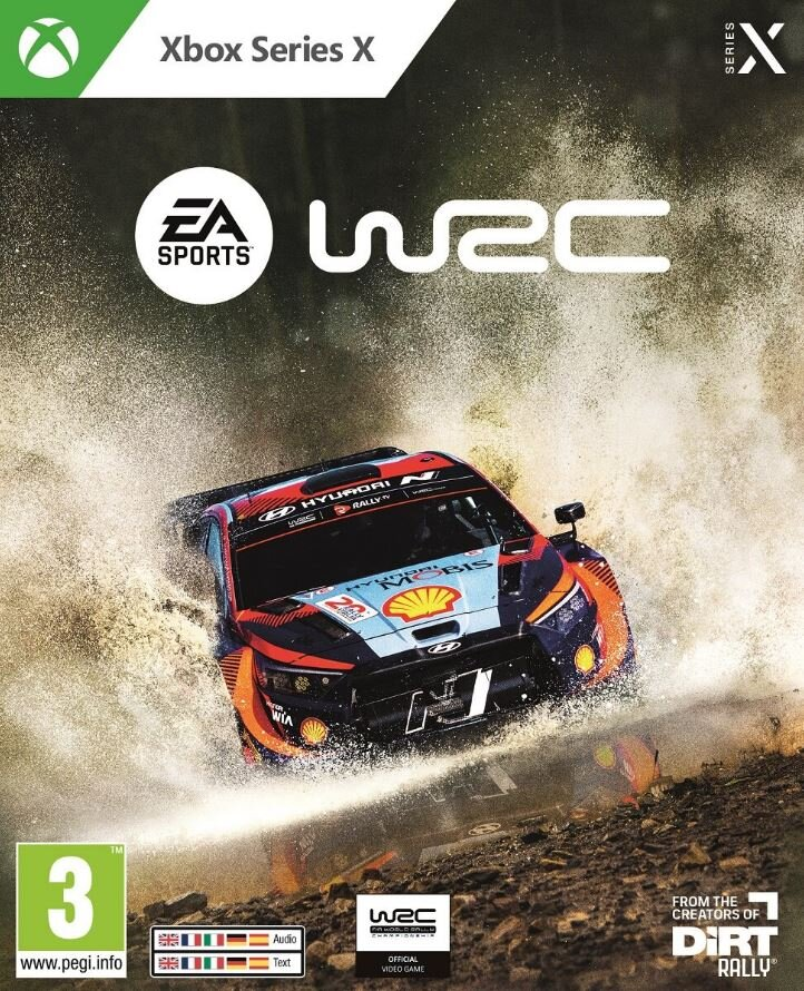 Okładka gry: wyścigi samochodowe w wodzie, tytuł "WRC" i logo "Xbox Series X".