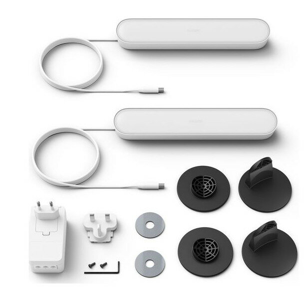 Zestaw świateł i komponentów, w tym wtyczka.