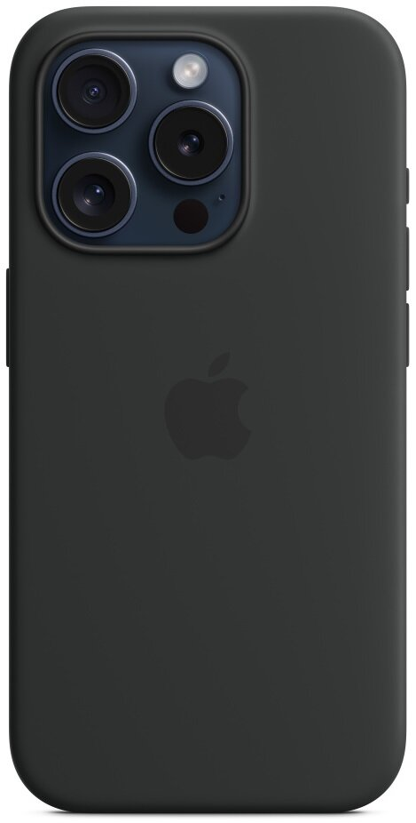 Ciemnoszare etui na iPhone z logo Apple i modułem aparatu.