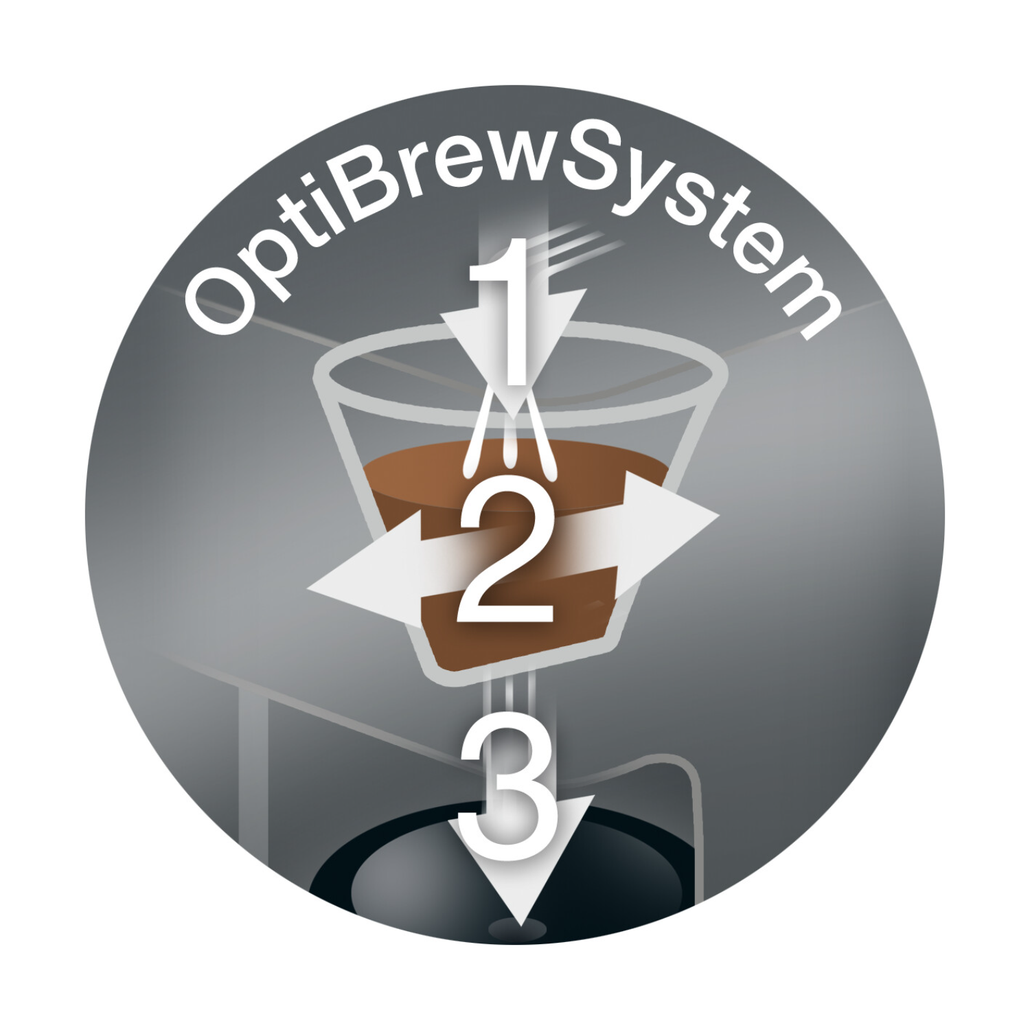 Diagram: An image of a coffee pot, with arrows pointing to steps 1, 2, and 3, indicating the brewing process.