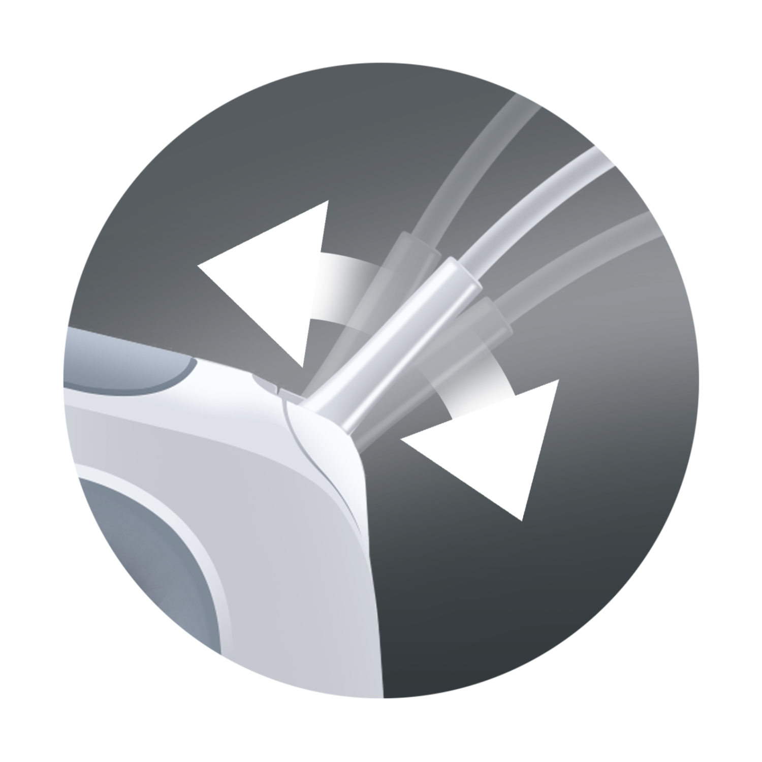 Close-up of a machine part with arrows indicating movement.