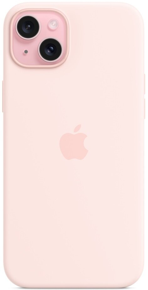 Różowe etui na telefon z logo Apple i obiektywami aparatu. Pokazano tył telefonu.