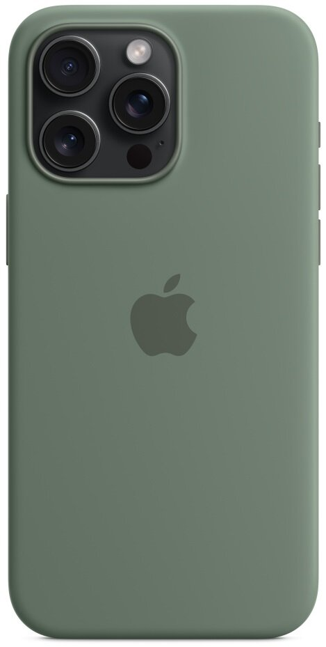 Tył zielonego iPhone'a z obiektywami aparatu i logo Apple.