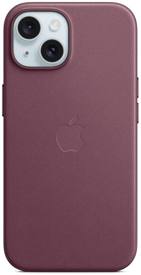 Fioletowe etui na iPhone'a z trzema obiektywami i logo Apple.